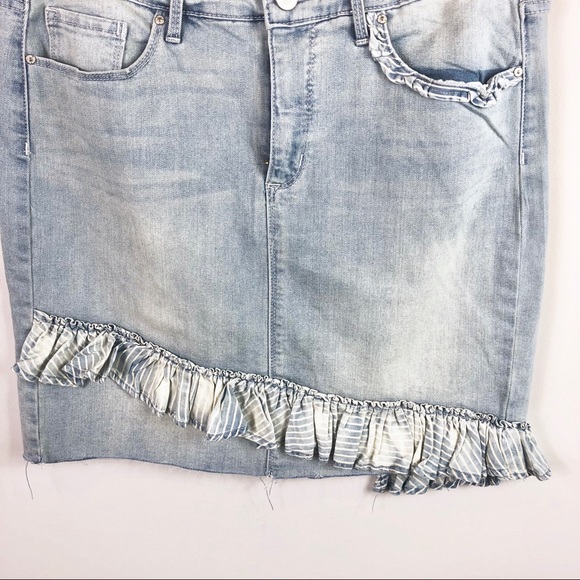 Vintage America Blues Jean Skirt Ruffle Mini SZ 10 - Picture 3 of 6